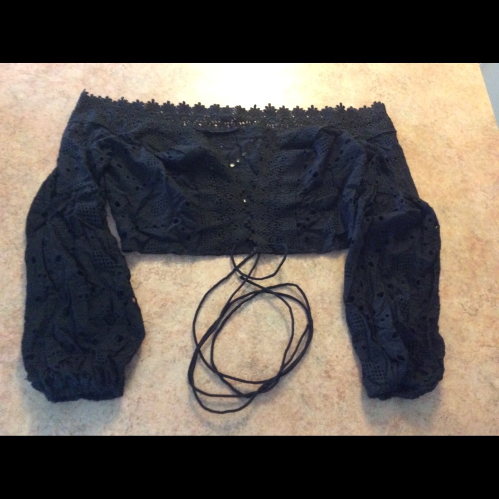 💜2 left black lace up crop top restocking all💜 - Picture 3 of 8